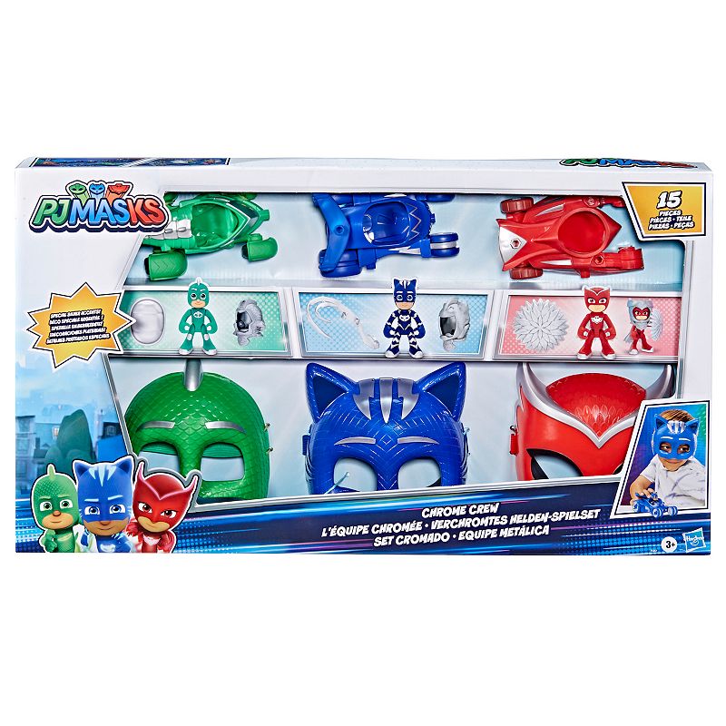 PJ Masks Chrome Crew Pretend Play and Toy Vehicle Set, Multicolor