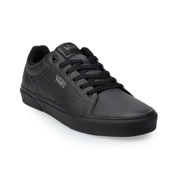 Black leather shop vans online