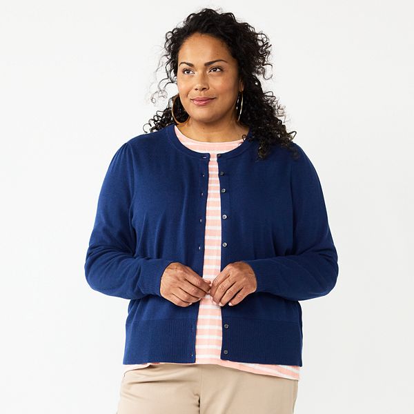 Læne Ekspression Governable Plus Size Croft & Barrow® Crewneck Puff Sleeve Cardigan