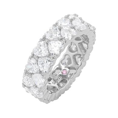 SLNY Sterling Silver Cubic Zirconia Hearts Eternity Band