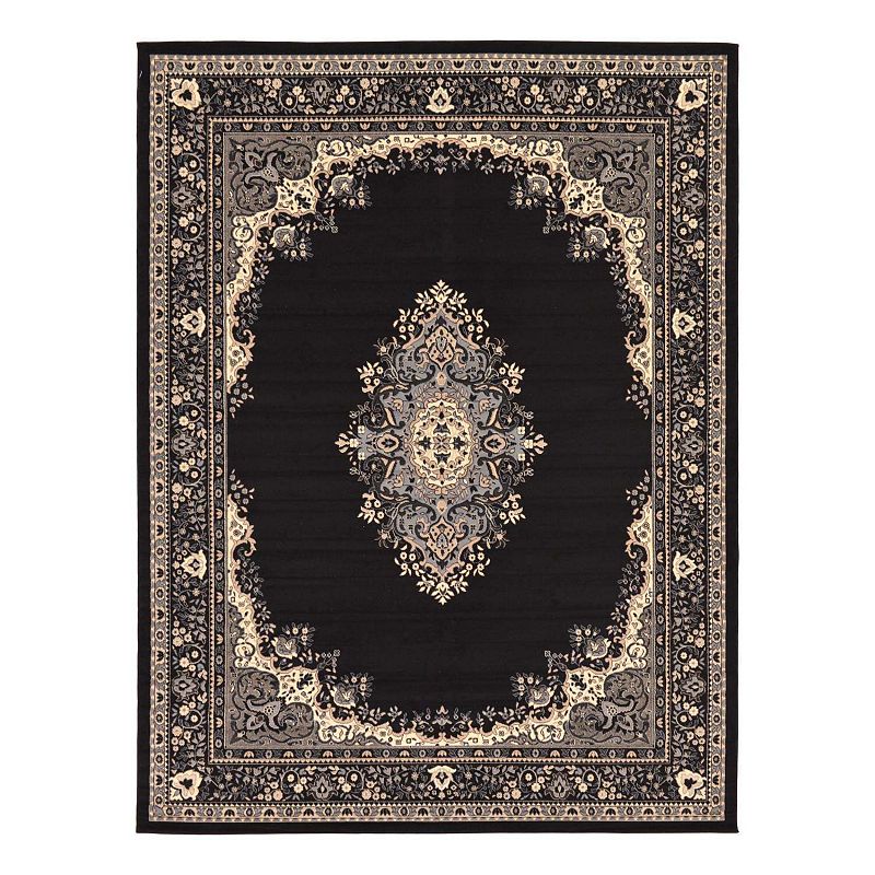 Unique Loom Washington Reza Rug, Black, 8Ft Rnd