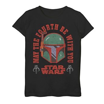Girls 7-16 Star Wars May the Fourth Be With You Boba Fett Helmet Graphic Tee