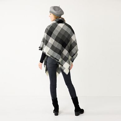 Women's Sonoma Goods For Life® Woven Plaid Toggle Poncho