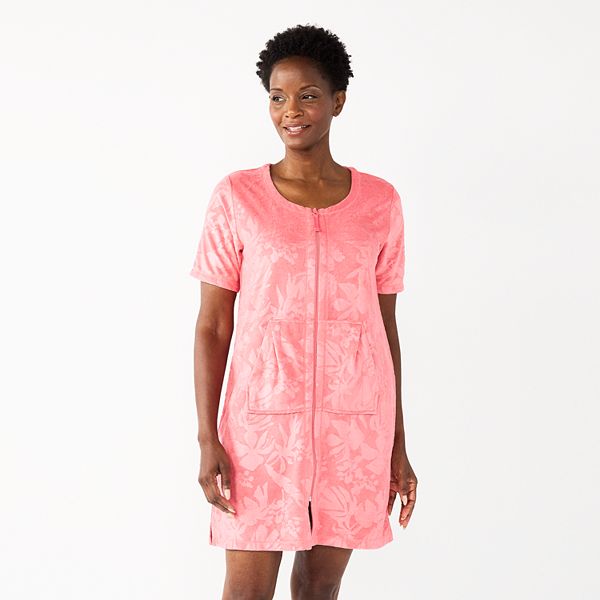 Zip front robe short sleeve discount