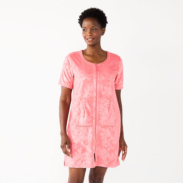 Short sleeve zip front robe clearance