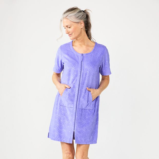 Women's Croft & Barrow Short Sleeve French Terry Zip Robe