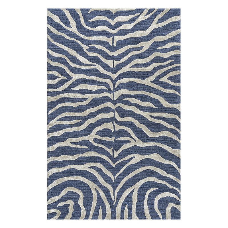 nuLOOM Hand Tufted Plush Zebra Area Rug, Blue, 5X8 Ft