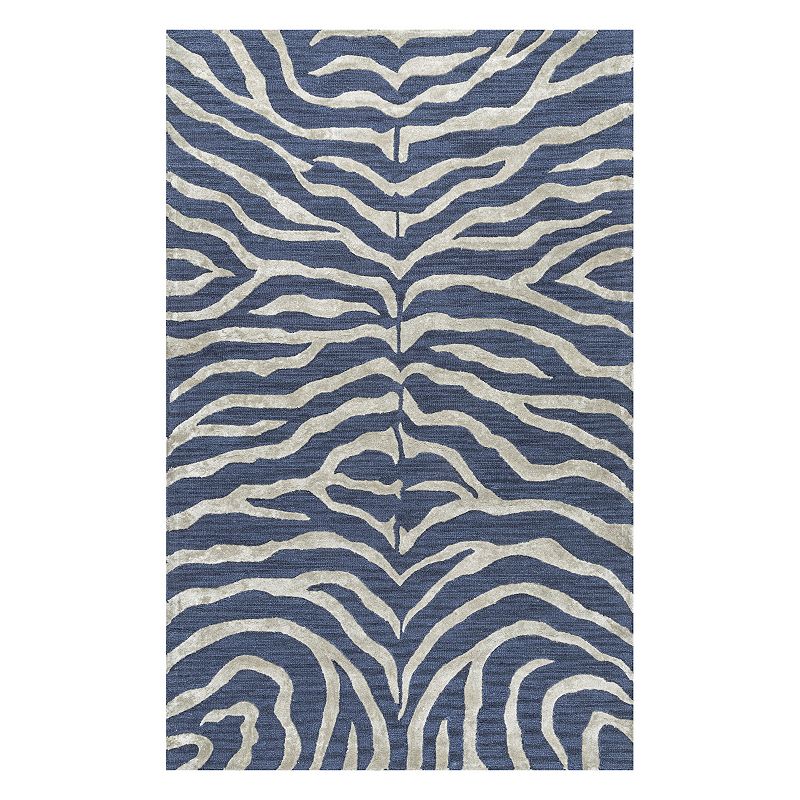 nuLOOM Hand Tufted Plush Zebra Area Rug, Blue, 8X10 Ft