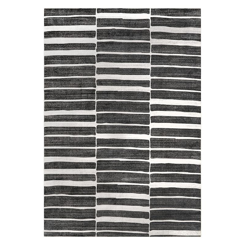 nuLOOM Henry Contemporary Striped Area Rug, Black, 8X10 Ft