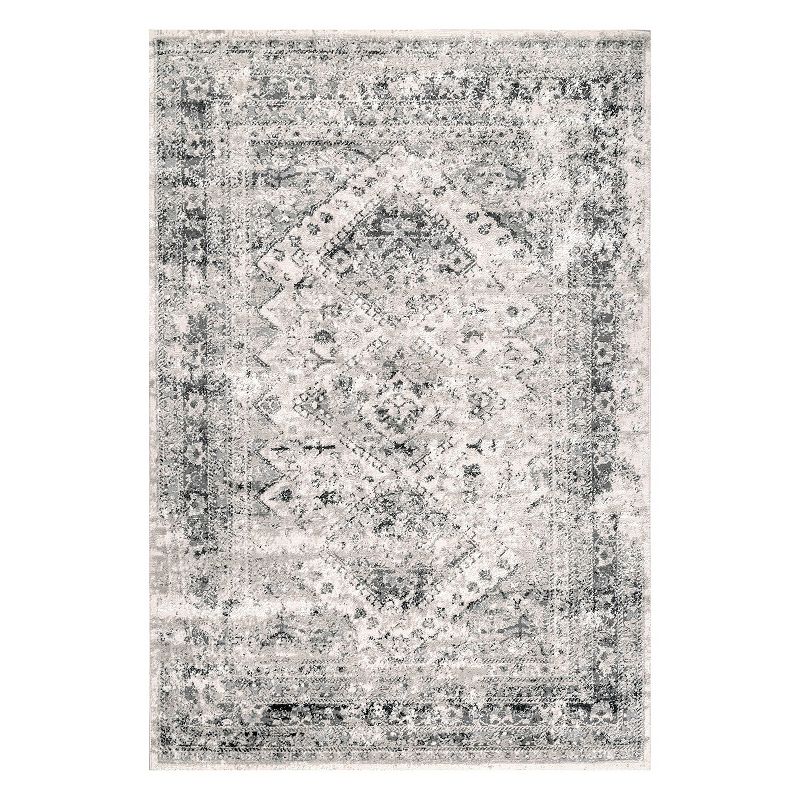 nuLOOM Vintage Faded Medallion Area Rug, Grey, 7X9FT OVAL