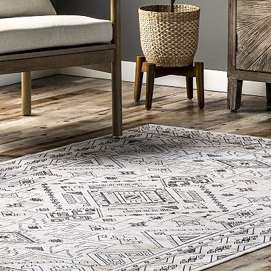 nuLOOM Malena Bordered Machine Washable Area Rug