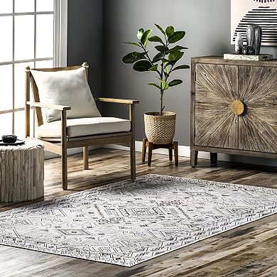nuLOOM Malena Bordered Machine Washable Area Rug