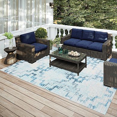 Addison Yuma Taupe Modern Tribal Chenille Indoor Outdoor Rug