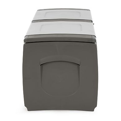 Homeplast Regular Outdoor Heavy Duty Plastic Storage Deck Box, Gray & Anthracite