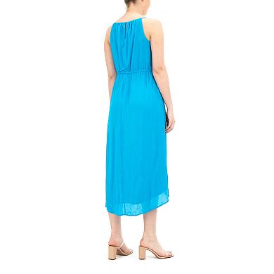 Women's Nina Leonard High-Low Gauze Midi Dress