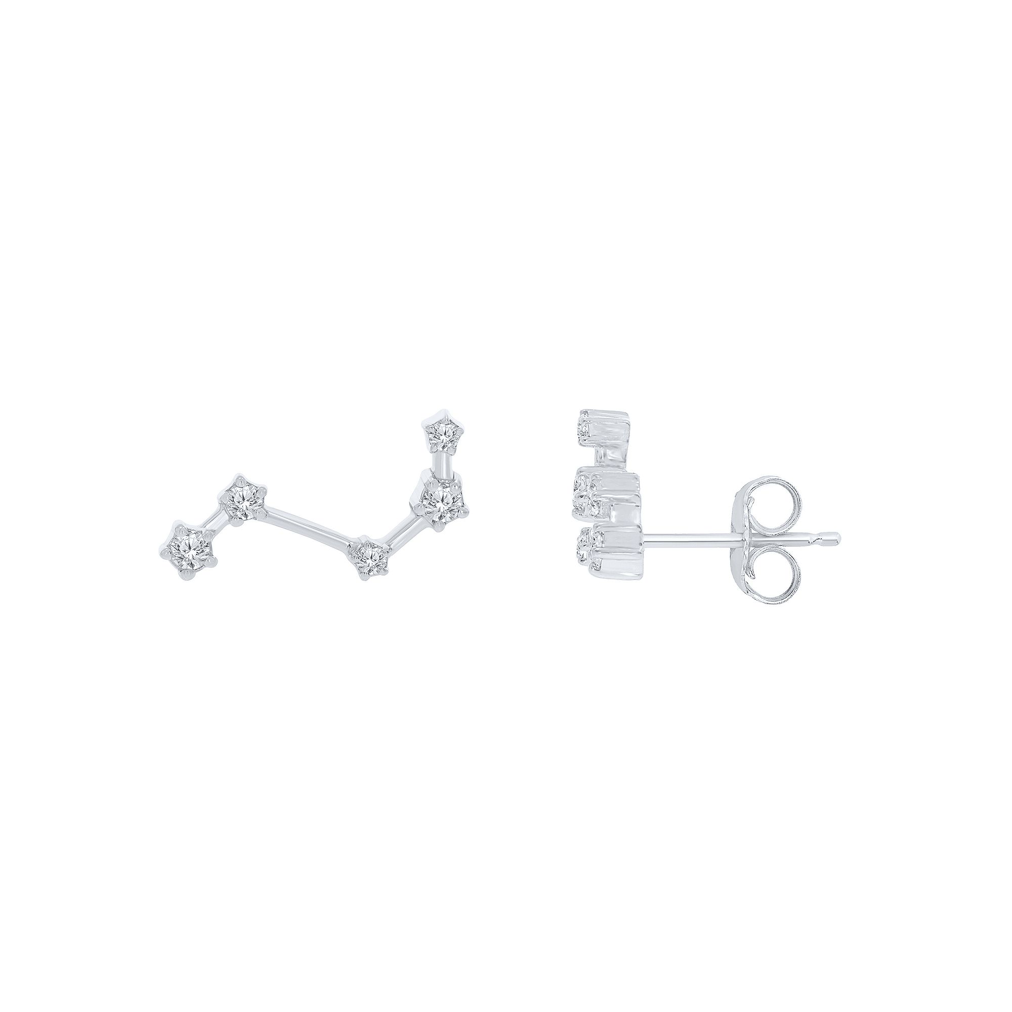 Irena Park Sterling Silver 1/5 Carat T.W. Diamond Zodiac Stud Earrings, Wom