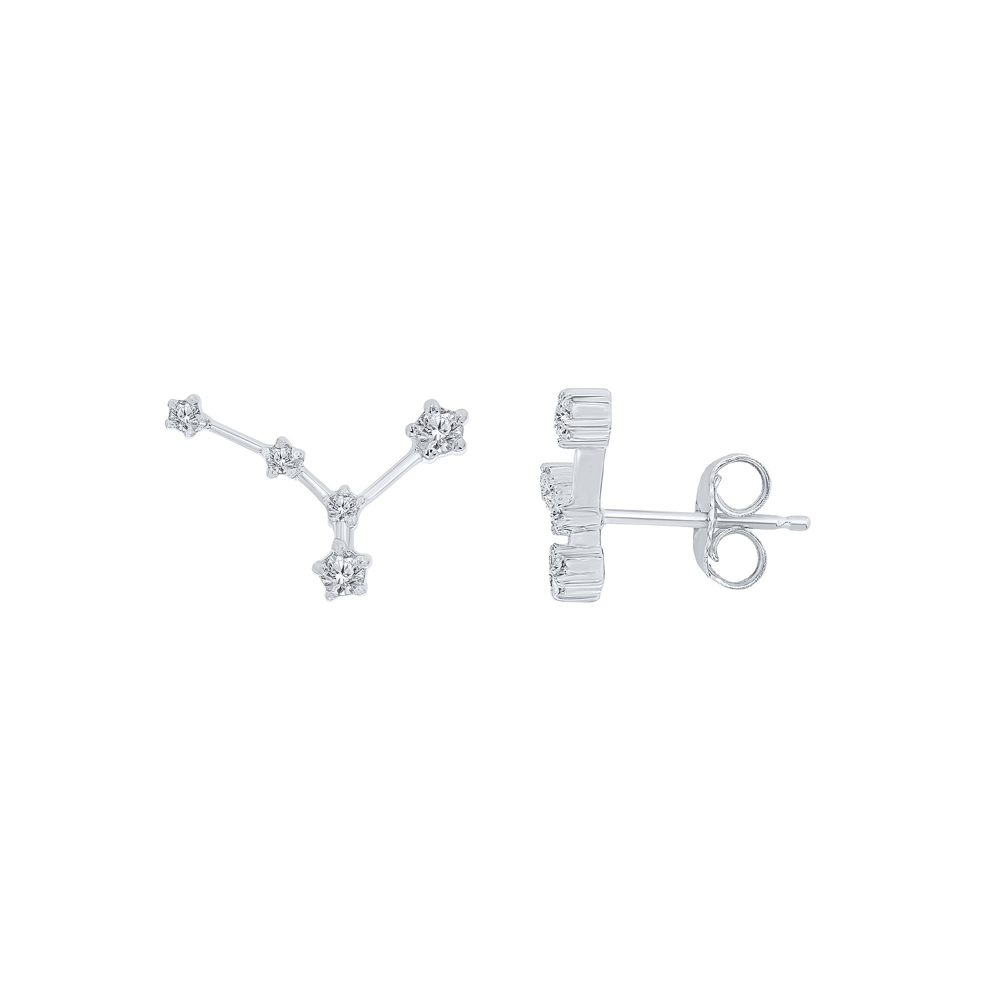 Irena Park Sterling Silver 1/5 Carat T.W. Diamond Zodiac Stud Earrings, Wom