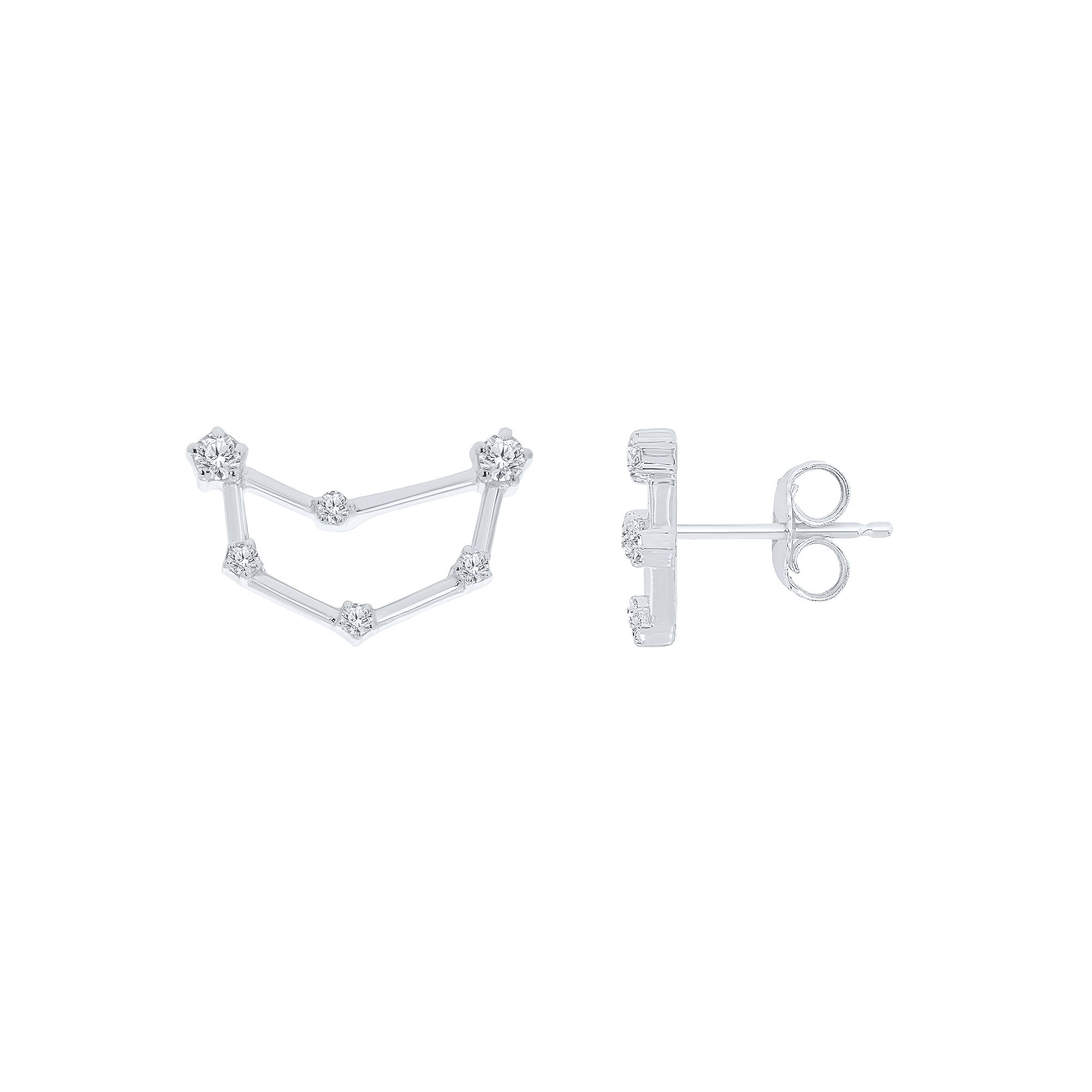 Irena Park Sterling Silver 1/5 Carat T.W. Diamond Zodiac Stud Earrings, Wom