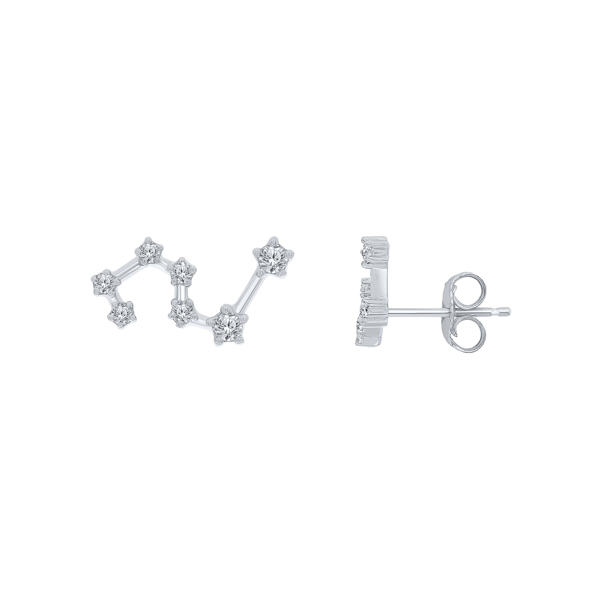 Irena Park Sterling Silver 1/5 Carat T.W. Diamond Zodiac Stud Earrings, Wom