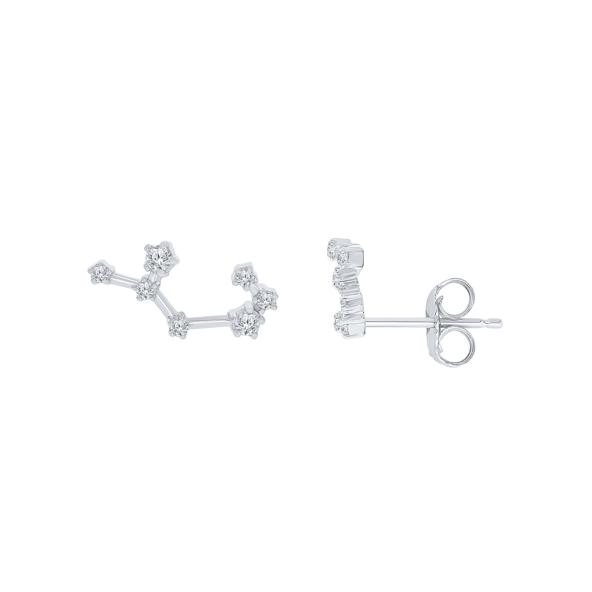 Irena Park Sterling Silver 1/5 Carat T.W. Diamond Zodiac Stud Earrings, Wom