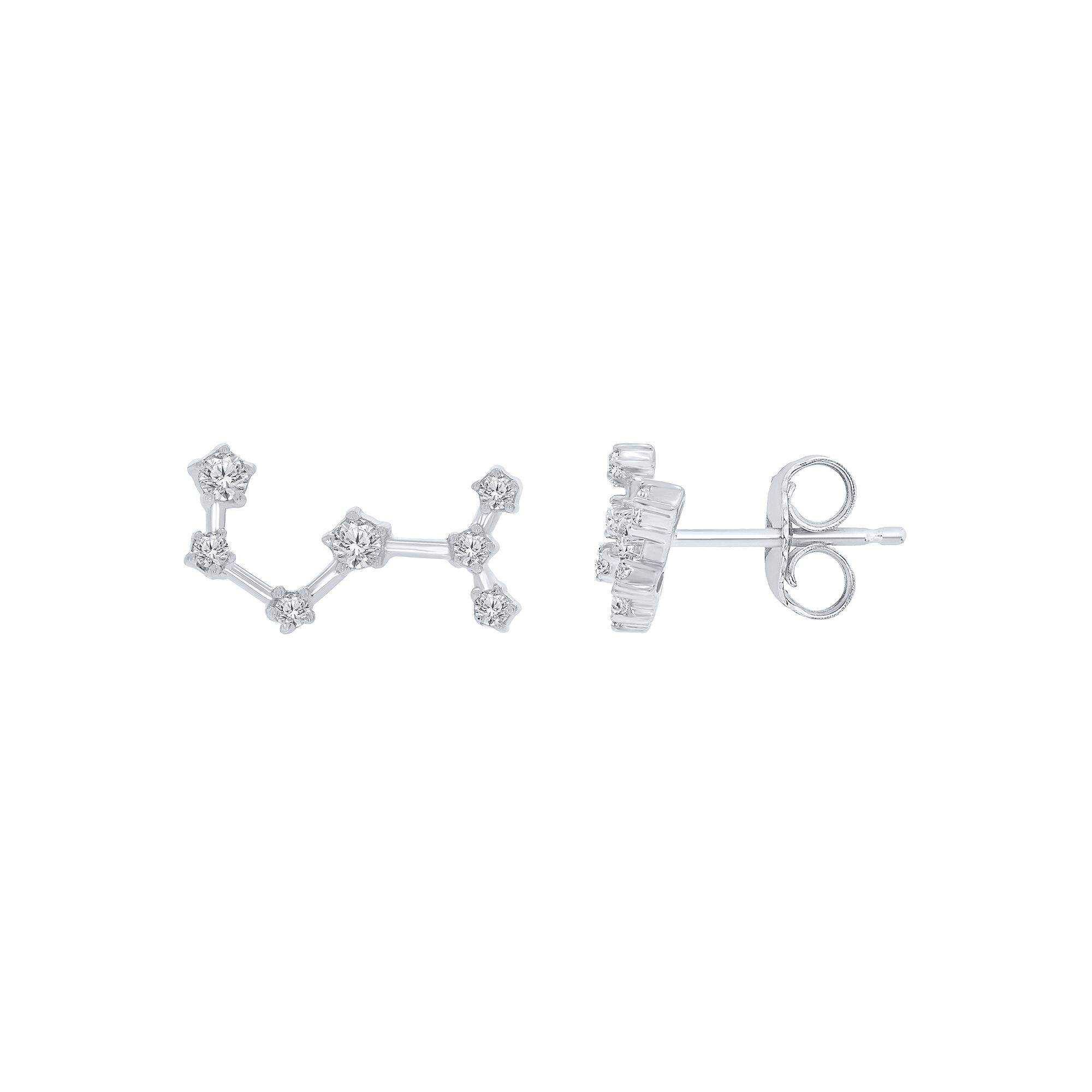 Irena Park Sterling Silver 1/5 Carat T.W. Diamond Zodiac Stud Earrings, Wom