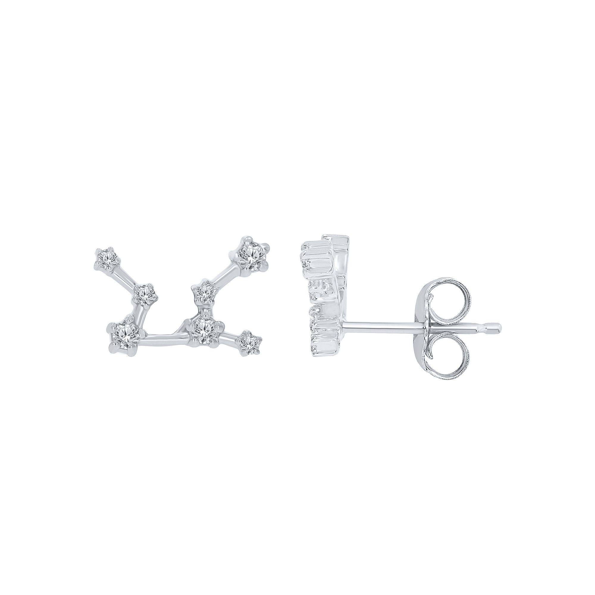 Irena Park Sterling Silver 1/5 Carat T.W. Diamond Zodiac Stud Earrings, Wom