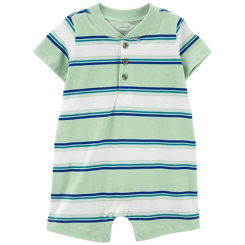 Baby Boy Carters Striped Jersey Romper, Boys, Size: 12 Months, Green Stri
