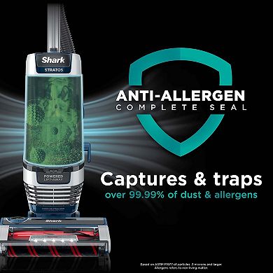 Shark® Stratos™ Upright Vacuum with DuoClean PowerFins HairPro™, Powered Lift-Away®, Self-Cleaning Brushroll, Odor Neutralizer Technology, Anti-Allergen Complete Seal Technology® with HEPA, Easy-Empty Dust Cup, and LED Headlights (AZ3002)