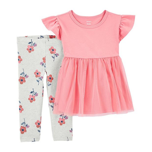 Baby & Toddler Girl Carter's 2-Piece Tulle Peplum Top & Legging Set