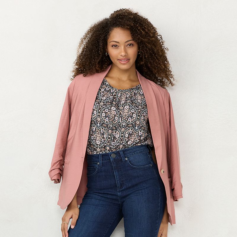 Womens LC Lauren Conrad Shawl Collar Blazer, Size: XS, Dark Pink