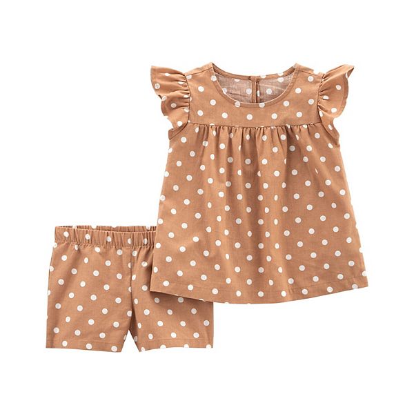 Baby & Toddler Girl Carter's 2Piece Brown Polka Dot Shorts Sets