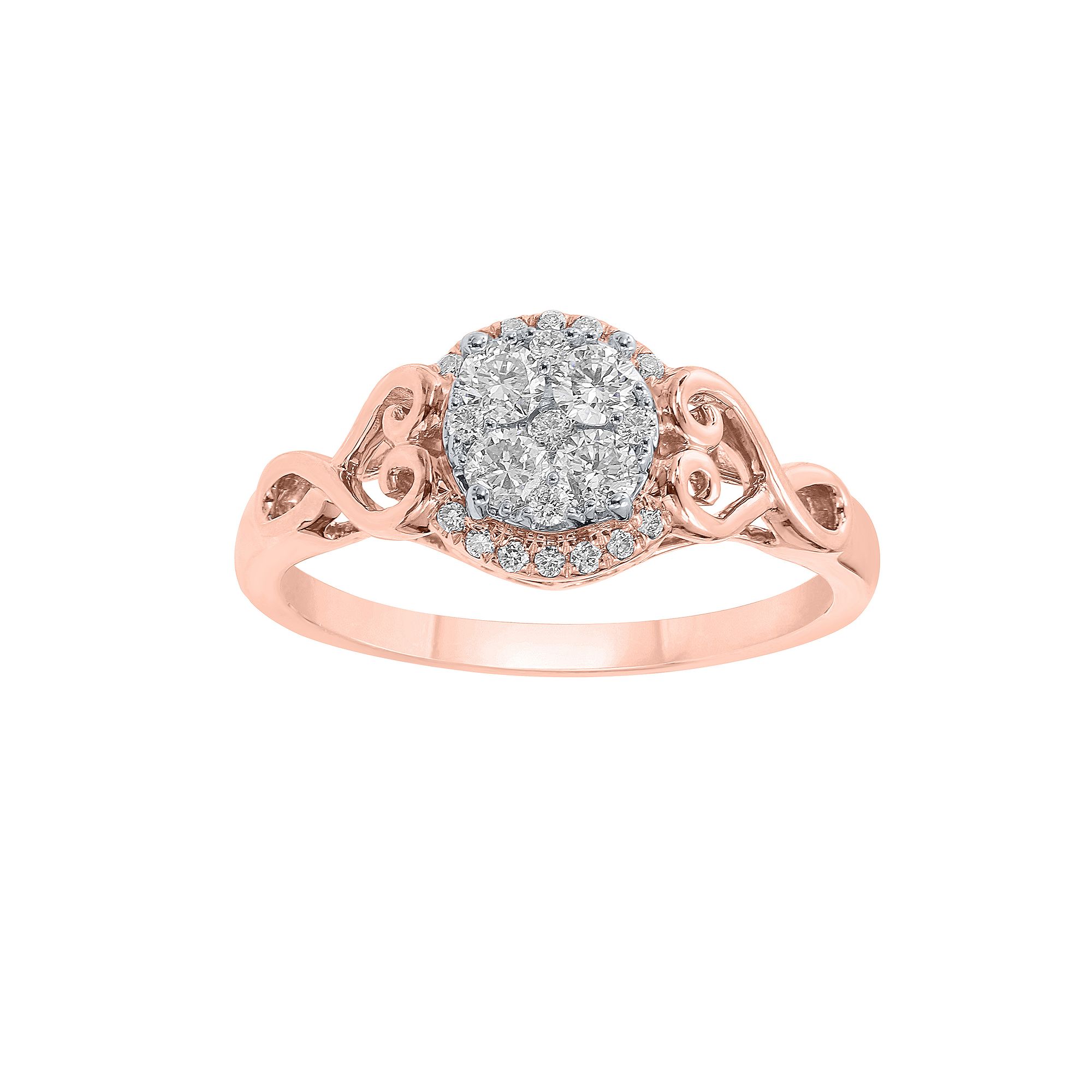 Irena Park 10k Rose Gold 1/2 Carat T.W. Diamond Filigree Heart Engagement R