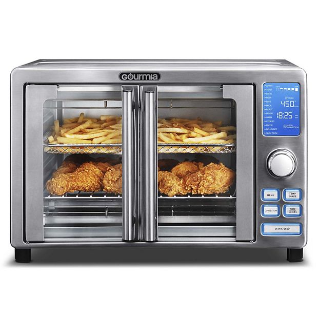 Air Fryers, Gourmia GTF7465 19-in-1 Multi-function, Digital, Stainless  Steel 6-Slice Air Fryer Oven - 19 One-Touch Cooking Functions - Single-Pull French  Doors - Includes Air Fry Basket, Oven Rack, Baking Pan 