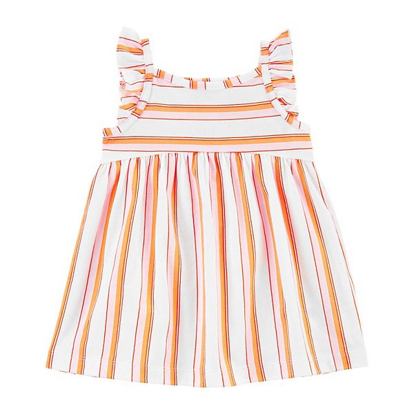 Baby & Toddler Girl Carter's 2-Piece Orange Striped Dress and Diaper ...