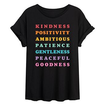 Juniors' Positive Words Oversized Tee