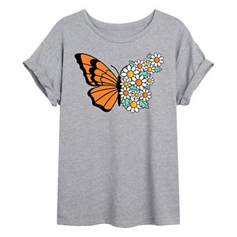 Juniors' Spring Butterfly Oversized Tee