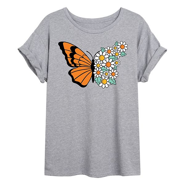 Juniors' Spring Butterfly Flowy Tee