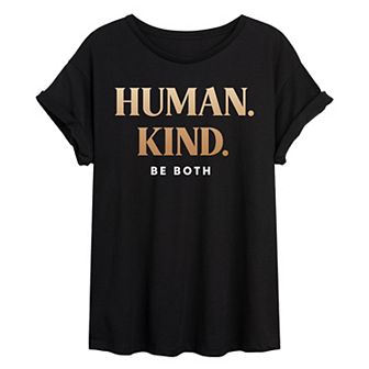 Juniors' Human Kind Be Both Oversized Tee