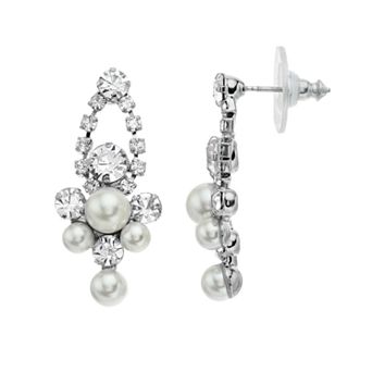 Vieste Pearl & Crystal Nickel Free Post Earrings