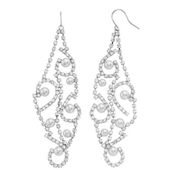 Vieste Crystal & Pearl Nickel Free Swirl Design Earrings