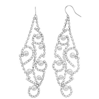 Vieste Crystal & Pearl Nickel Free Swirl Design Earrings
