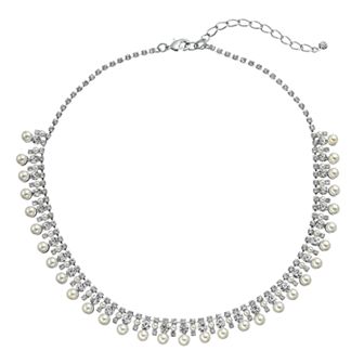 Vieste Pearl & Crystal Nickel Free Collar Necklace
