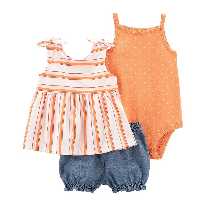 Baby Girl Carter's Stripe Tank, Bodysuit & Diaper Cover Set