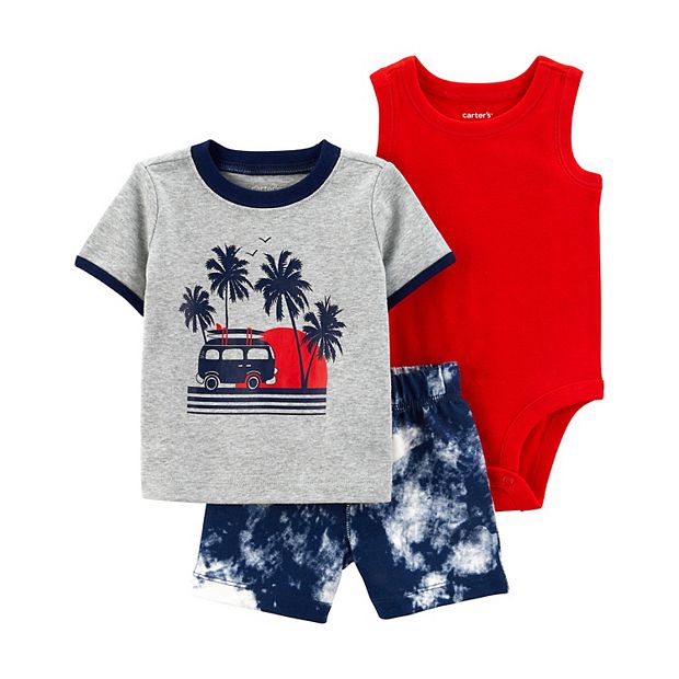 Carter's Baby Boy 3 Pieces Body Suit & Shorts Set