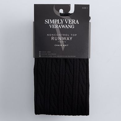 Women's Simply Vera Vera Wang Chain Knit Fleece-Lined Tights