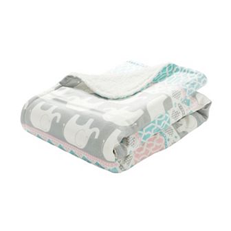 Lush Decor Elephant Stripe Plush Sherpa Throw Blanket