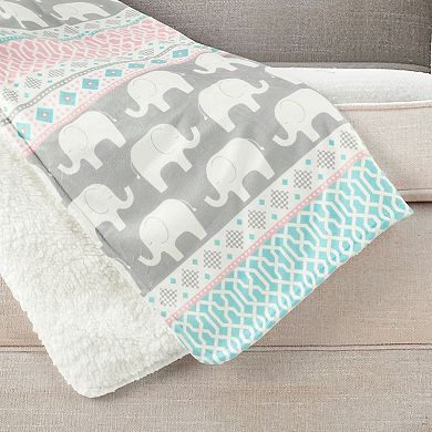 Lush Decor Elephant Stripe Plush Sherpa Throw Blanket