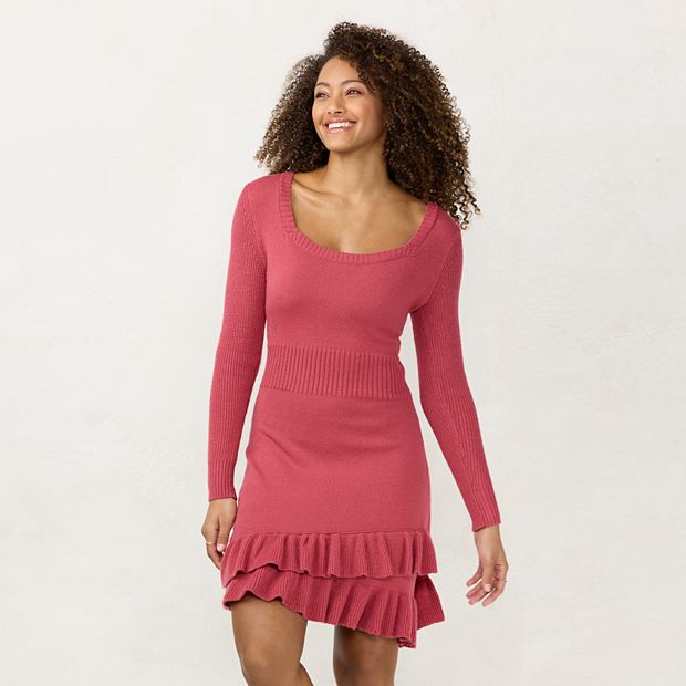 Petite LC Lauren Conrad Ruffle Sweater Dress