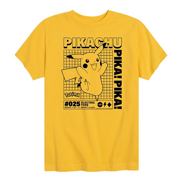 Boys 8-20 Pokemon Pikachu Info Chart Graphic Tee