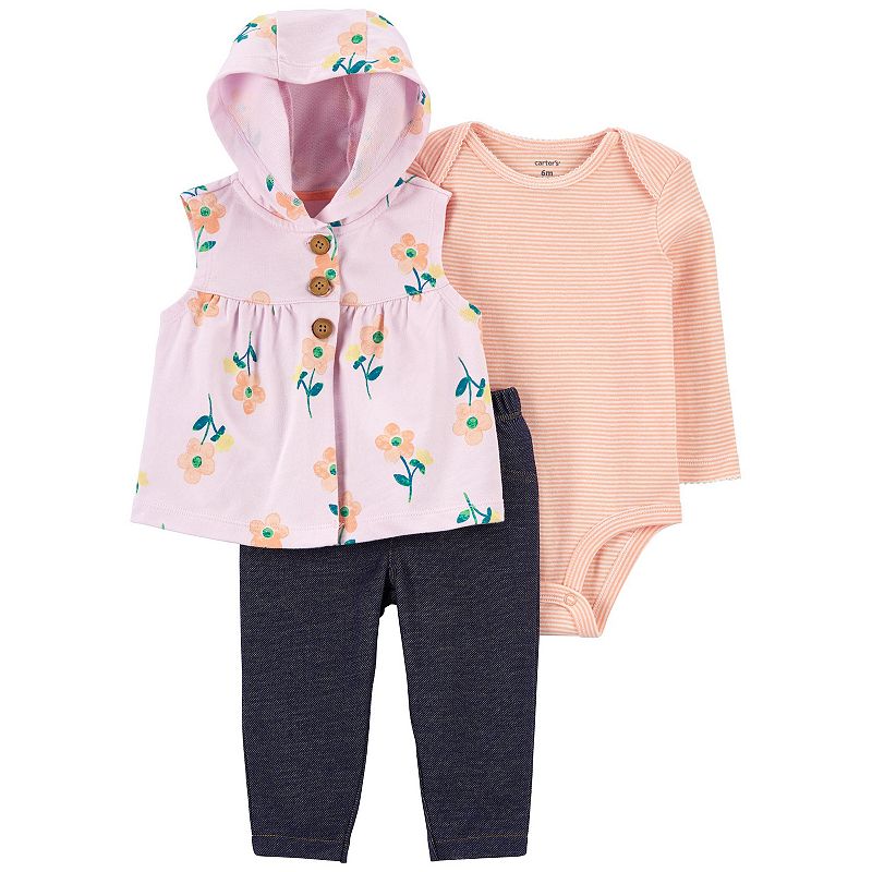 Baby Carters 3-Piece Floral Vest Set, Infant Unisex, Size: 12 Months, Purp